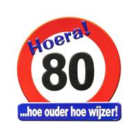 80 jaar verjaardag stopbord - Dia 50 cm - Leeftijd feestartikelen - verkeersbord - Karton