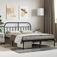 Bedframe met hoofdbord metaal zwart 140x190 cm