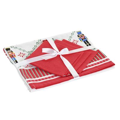 Vlekbestendig tafelkleed van hars Home ESPRIT Rood Groen Beige (5 Onderdelen)