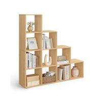 Open boekenkast met meerdere vakken, beige eiken