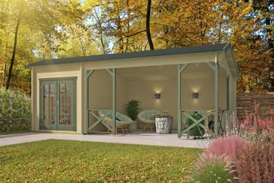 Blokhut - Tuinhuis Kukka | 40 mm | vuren honinggeel geïmpregneerd