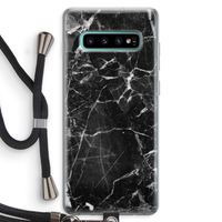 Zwart Marmer 2: Samsung Galaxy S10 Plus Transparant Hoesje met koord