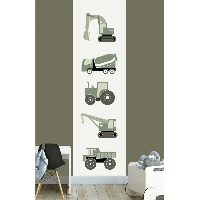 Designed4Kids behangbaan voertuigen wit olijfgroen