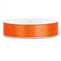 1x Oranje satijnlint rol 1,2 cm x 25 meter cadeaulint verpakkingsmateriaal   - - thumbnail