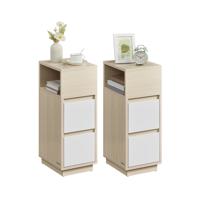 Nachtkastje met lades en open vak voor flexibele opslag, natuurlijk beige + wolkenwit / 2