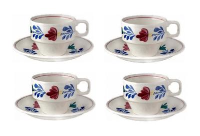 Boerenbont Kop en schotel stapelbaar 200ml - set van 4 stuks