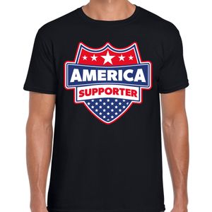 Amerika / America schild supporter t-shirt zwart voor heren