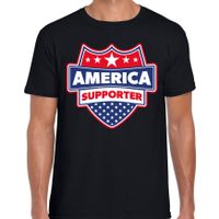 Amerika / America schild supporter t-shirt zwart voor heren