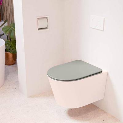 Wandcloset Mondiaz Lavie | Zonder spoelrand | Incl.Toiletzitting-Smoke | Keramiek | Rosee