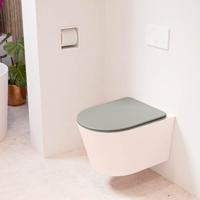 Wandcloset Mondiaz Lavie | Zonder spoelrand | Incl.Toiletzitting-Smoke | Keramiek | Rosee