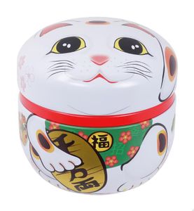 Lucky Cats - Wit Roestvrij stalen Theeblik - 8.6 x 8.4cm 100gr