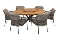4 Seasons Capalbio/Prado ronde tuinset Ø160 cm. + draaiplateau - terre 4 Seasons Capalbio/Prado ronde tuinset Ø160 cm. + draaiplateau - terre