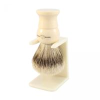Edwin Jagger Shaving Brushes Super Badger Large Shaving Brush Imitation Ivory Ref.3EJ287LDS + Stand