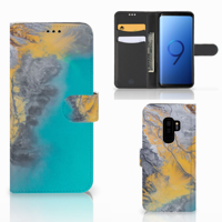 Samsung Galaxy S9 Plus | Bookcase | Marble Blue Gold