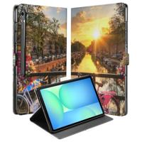 Book Case Hoesje met Standaard Amsterdamse Grachten Samsung Galaxy Tab S10 FE Plus