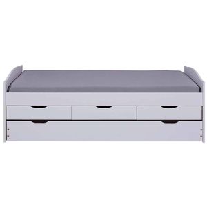 Ulli bed 90 x 190 cm met 1 uitschuifbed, 3 lades, incl 1 lattenbodem wit.