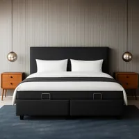 Boxspring Julia Met Opbergruimte Zwart 180x200 Cm Incl. Montage Stevig & Medium & 7 Comfortzones & Direct Leverbaar & Normale Instap Dekbed