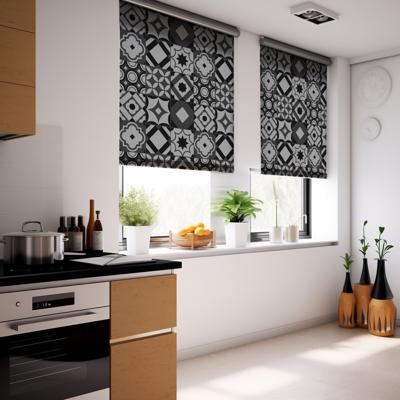 Zwarte tegels Rolgordijn keuken