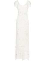 Jenny Packham robe longue Kenzy à ornements en cristal - Blanc