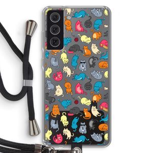 Kleurrijke katten: Samsung Galaxy S21 FE Transparant Hoesje met koord