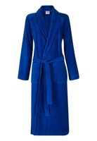 Badrock Kobalt blauwe velours badjas unisex met naam borduren - thumbnail