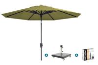 Madison Paros 2 Luxe stokparasol 3 m. rond - Sage green met Granada voet en hoes Madison Paros 2 Luxe stokparasol 3 m. rond - Sage green met Granada voet en hoes