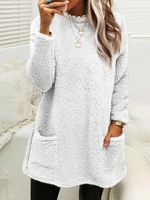 Plush Crew Neck Casual Thermal Dress - thumbnail