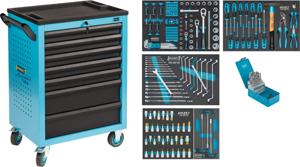 HAZET Gereedschapwagen - Assistent 178N - assortiment 178N-7/204 - 204-delig - Laden, ondiep: 5× 80 x 527 x 348 mm - Laden, diep: 2× 165 x 527 x 348