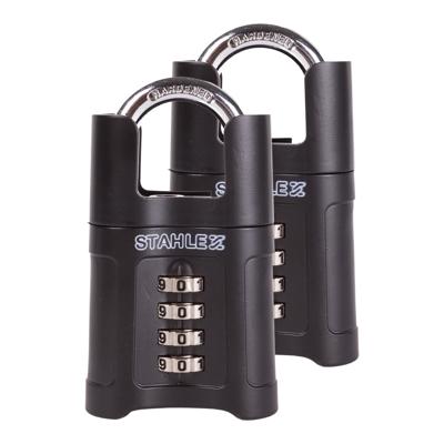 Hangslot - 2x - zwart - metaal - 50 mm - 4-cijferig - cijferslot