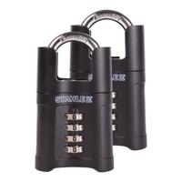 Hangslot - 2x - zwart - metaal - 50 mm - 4-cijferig - cijferslot