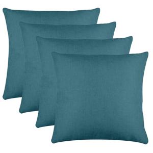 Stof Textile sierkussen Bea - 4x - petrol blauw - 50 x 50 cm - bank kussens - polyester