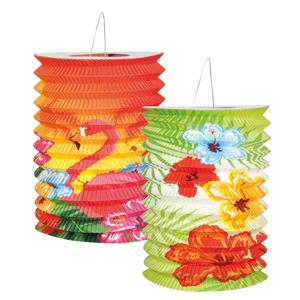 Papieren hawaii tropisch thema feest lampionnen - 2x stuks - 16 cm - Feestartikelen/versiering