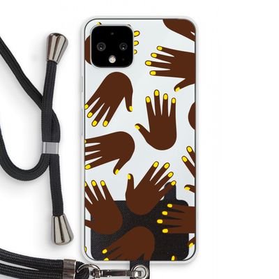 Hands dark: Pixel 4 Transparant Hoesje met koord