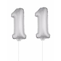 Folie ballonnen cijfer 11 zilver 41 cm   - - thumbnail