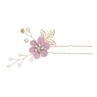 Mode bloem haar kammen hoofdtooi Prom Bridal Wedding haaraccessoires bladgoud haar juwelen haar pins (paars 1 bloem)