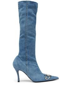 Diesel D-Venus Kb D 90mm denim knee-high boots - Bleu