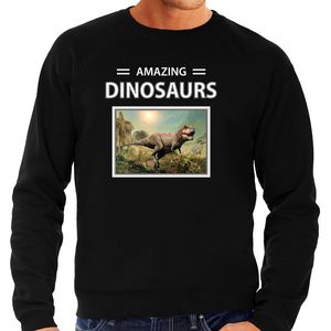 T-rex dinosaurus foto sweater zwart voor heren - amazing dinosaurs cadeau trui T-rex dino liefhebber 2XL  -