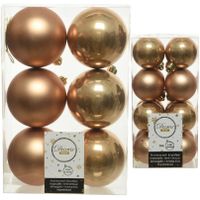 Kerstversiering kunststof kerstballen camel bruin 4-6 cm pakket van 40x stuks