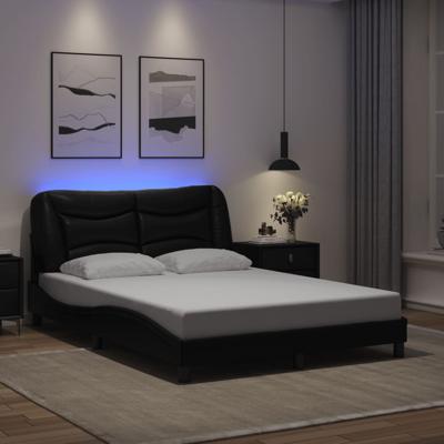 Bedframe met LED-verlichting kunstleer zwart 140x200 cm