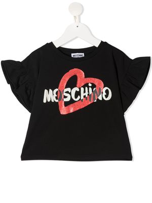 Moschino Kids t-shirt à manches volantées - Noir
