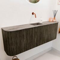 Toiletmeubel Mondiaz Joya Dlux | 123.2 cm | Meubelkleur Shadow | Faye wastafel Oza Wasbak Midden | Zonder kraangat(en)