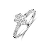 Exclusieve 14K Witgouden Ring met Lab Grown Diamant - 9 mm Breed, 1.22 ct Diamantgewicht