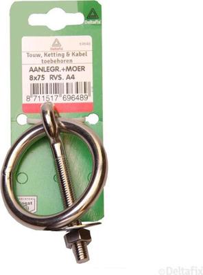 Aanlegring moer 8x75 rvs - Deltafix