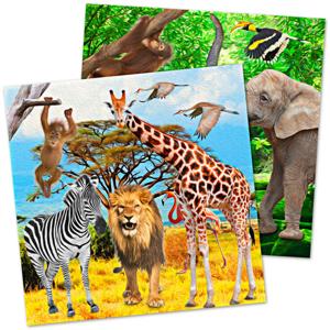 Safari/jungle themafeest tafel servetten - 40x stuks - 33 x 33 cm - papier