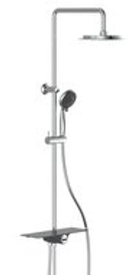 AQUASTAR hoofddouche set met planchet, chroom-antraciet wellness hoofddouche met antikalk nozzles, hoofddouche: Ø ca. 24 cm handdouche met 5 functies en met antikalk nozzles, maat: Ø ca. 10 cm m