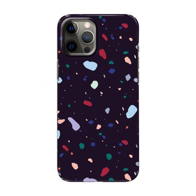 Dark Rounded Terrazzo: Volledig geprint iPhone 12 Hoesje