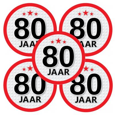 80 jaar leeftijd sticker - 10x - rond - Dia 15 cm - 80 jaar verjaardag - jubileum - leeftijd versier