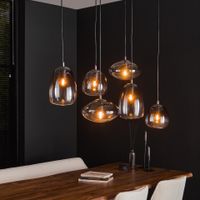 LifestyleFurn Hanglamp Tiffane 6-lamps, smoke-glas - Artic zwart - thumbnail