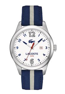 Lacoste horlogeband 2010722 / LC-76-1-14-2484 Leder/Textiel Blauw 21mm + blauw stiksel