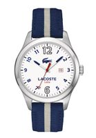 Lacoste horlogeband 2010722 / LC-76-1-14-2484 Leder/Textiel Blauw 21mm + blauw stiksel - thumbnail